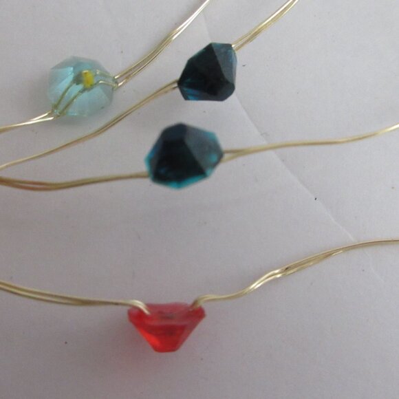 Faux Gemstone String Fairy Lights Multicolor Gem Party Lights Gold tone wire - Picture 10 of 14